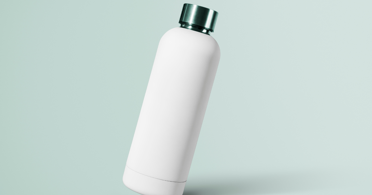 A white plastic bottle topped with a green lid, ideal for storage or dispensing liquids.