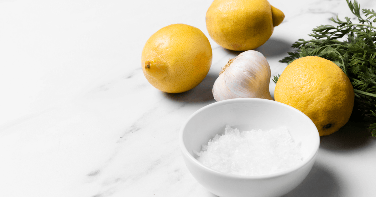 Lemon and salt paste for cleaning the copper water bottle.
