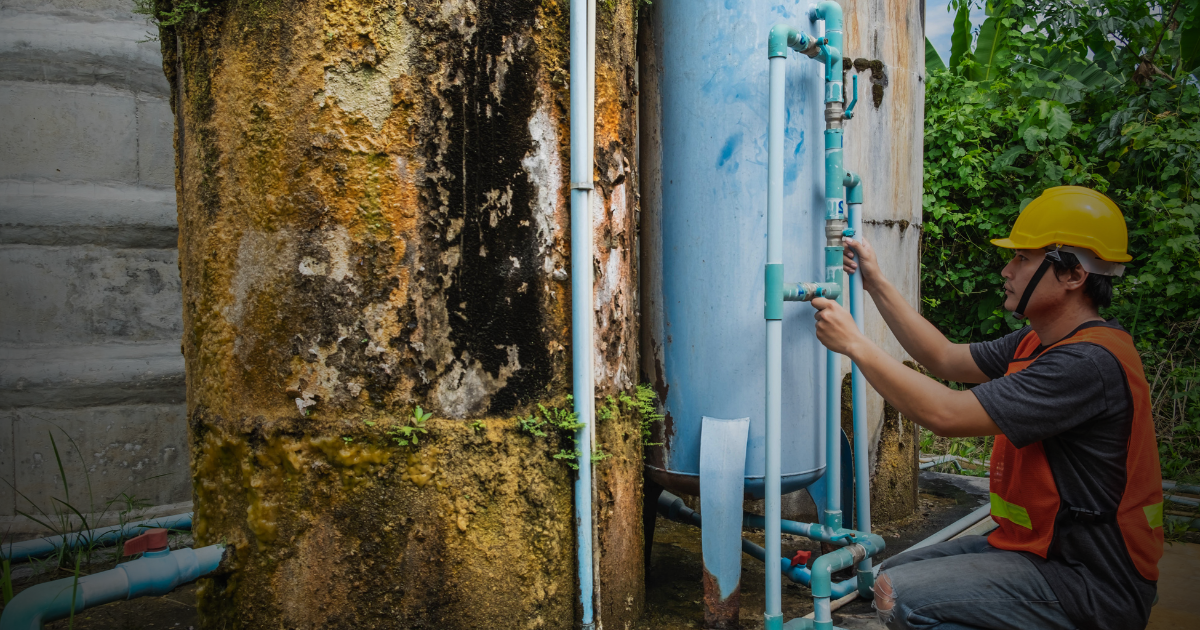 A guy doing water filtration process